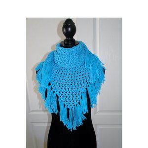 Designer Handknit Shawl & Matching Slouchy Beanie with Oversized Pom from NKS.